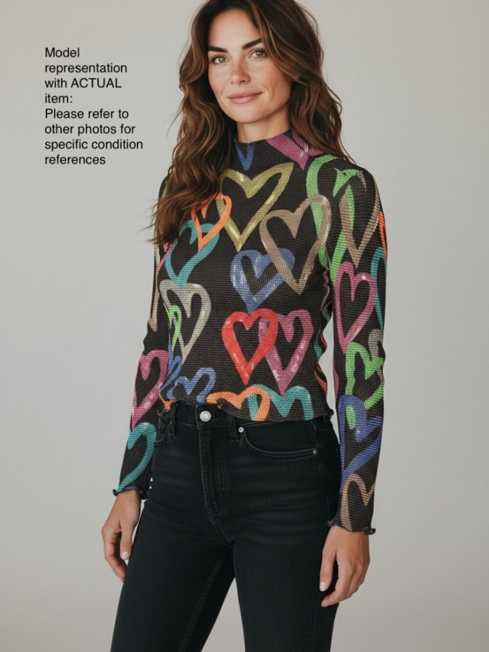 Kate Hewko Mock Neck Graffiti Heart Top